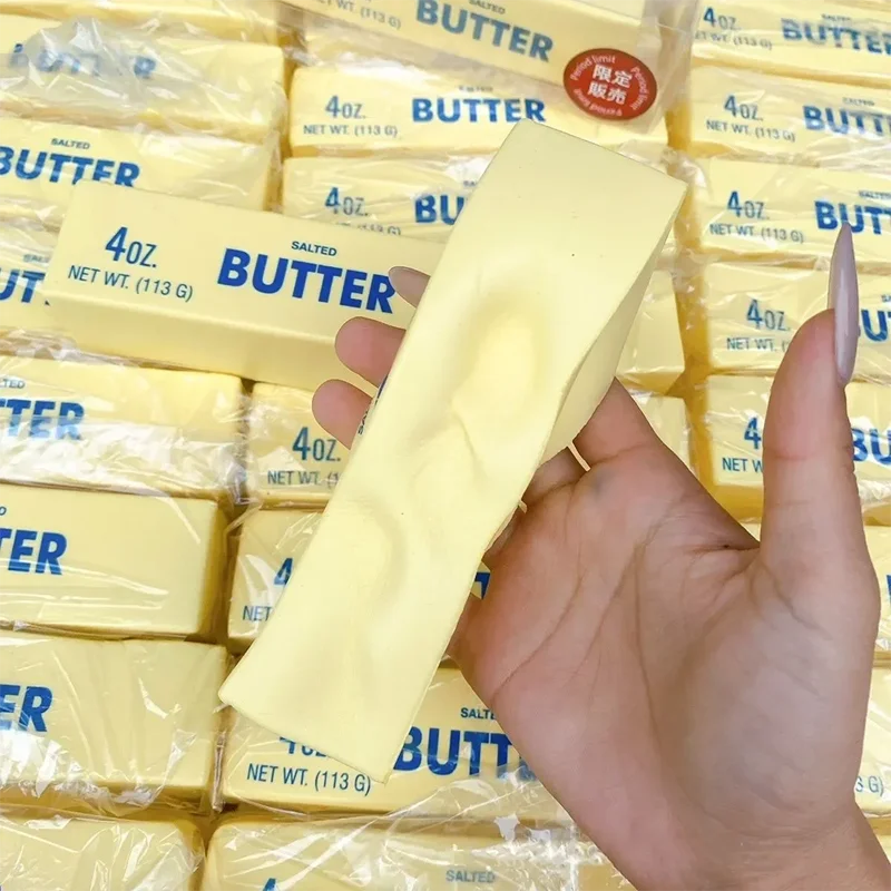 Butterstück-Squishy – Weiches Elastisches Knautsch- & Fidget-Spielzeug, Lustiger Scherzartikel & Sensorikspielzeug zum Stressabbau