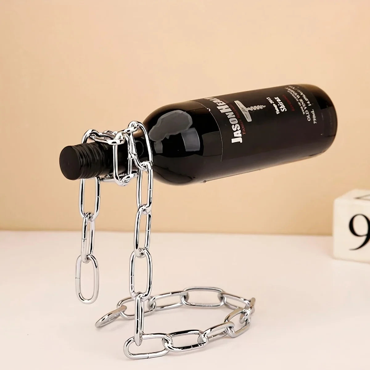Eisenketten Weinflaschenhalter – Kreativer Schwebender Flaschenständer | Küchen- & Tischdekoration für Weinliebhaber Kaufschwan®