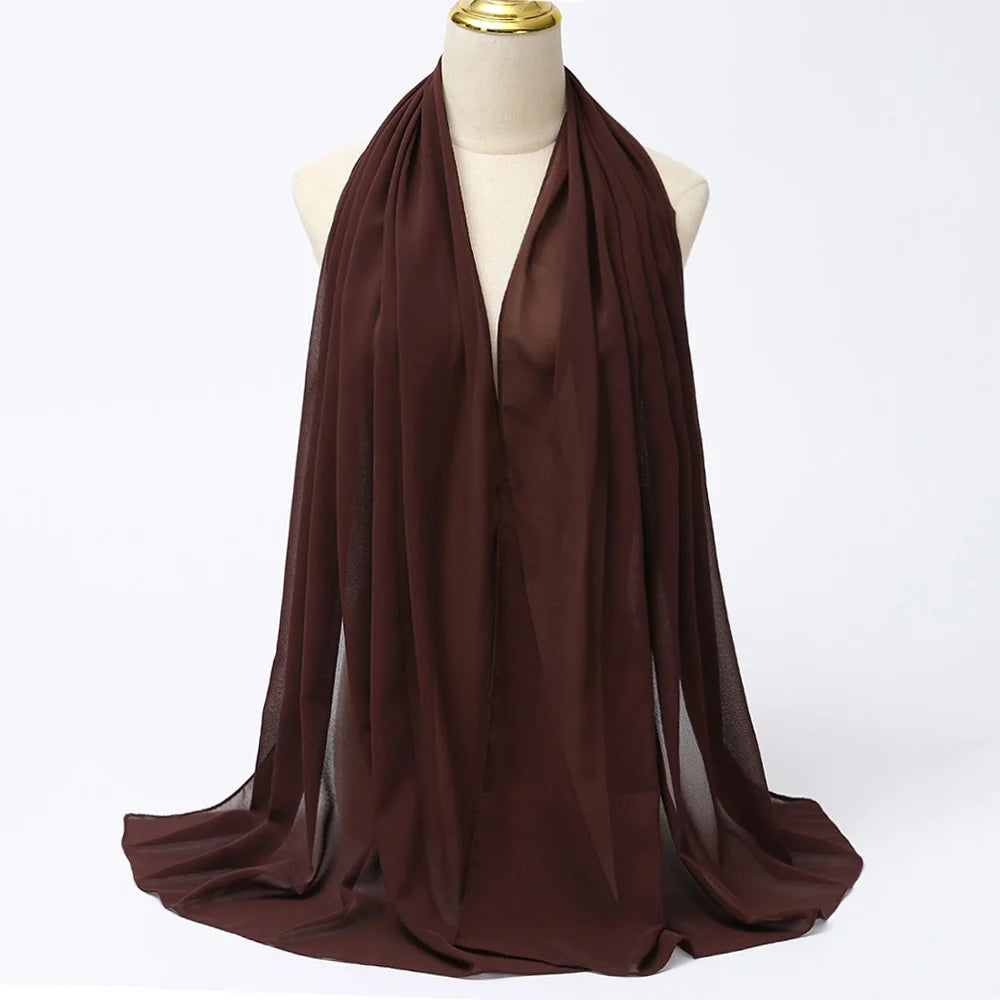 Muslimischer Chiffon Hijab Schal – Damen Langer Einfarbiger Kopf Schal | Eleganter Jersey Schleier & Modisches Umschlagtuch