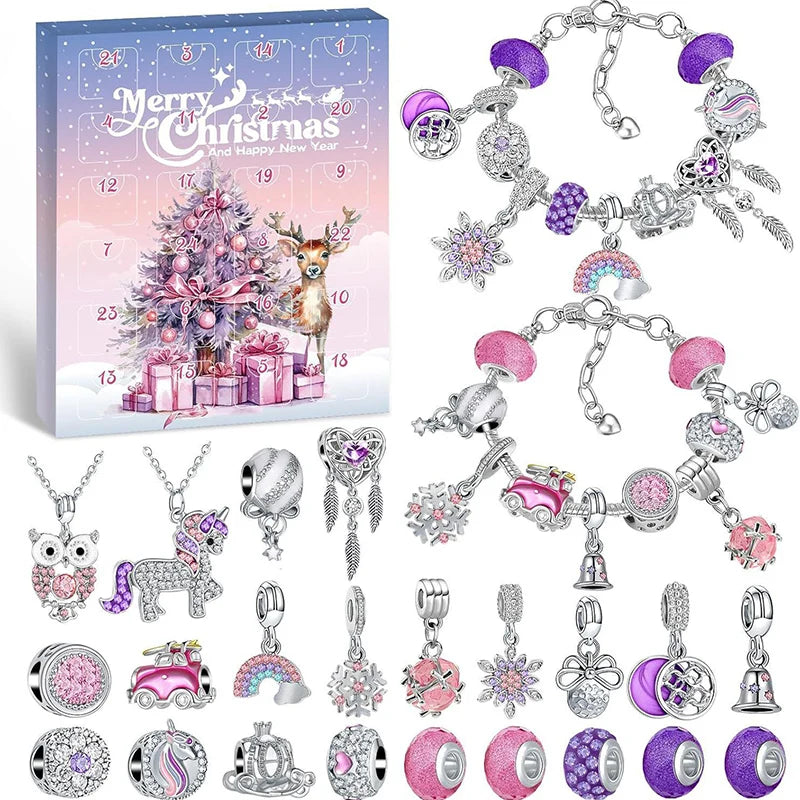 Schmuck-Adventskalender für Kinder – Weihnachtskalender mit Perlen-Bastelset, Armbändern & Weihnachtsmann-Überraschungen