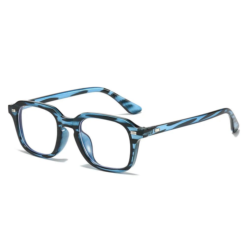Quadratische Anti-Blau-Licht Brille – Unisex Transparentes Gestell für Damen & Herren | Modische Computerbrille mit Nieten-Design Kaufschwan® Gestreift