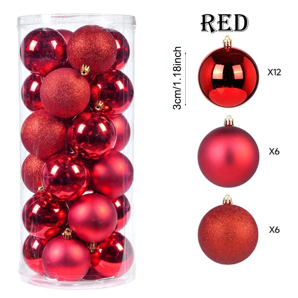 Glitzer Weihnachtskugeln – Bruchsichere Christbaum Anhänger | Festliche Deko für Weihnachten, Hochzeit & Feierlichkeiten Kaufschwan® Rot 24er Set