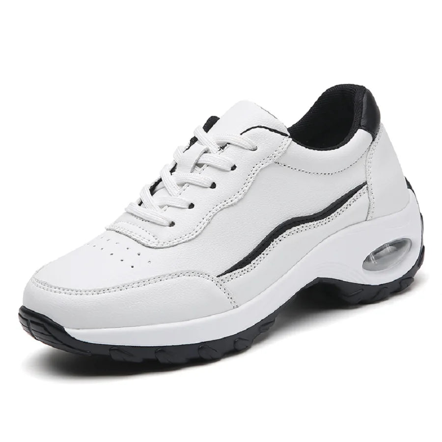 Damen Plateau-Sneaker – Designer Luxus Schuhe | Chunky Wedges Sportschuhe für Freizeit, Wandern & Alltag Kaufschwan® Weiß 35