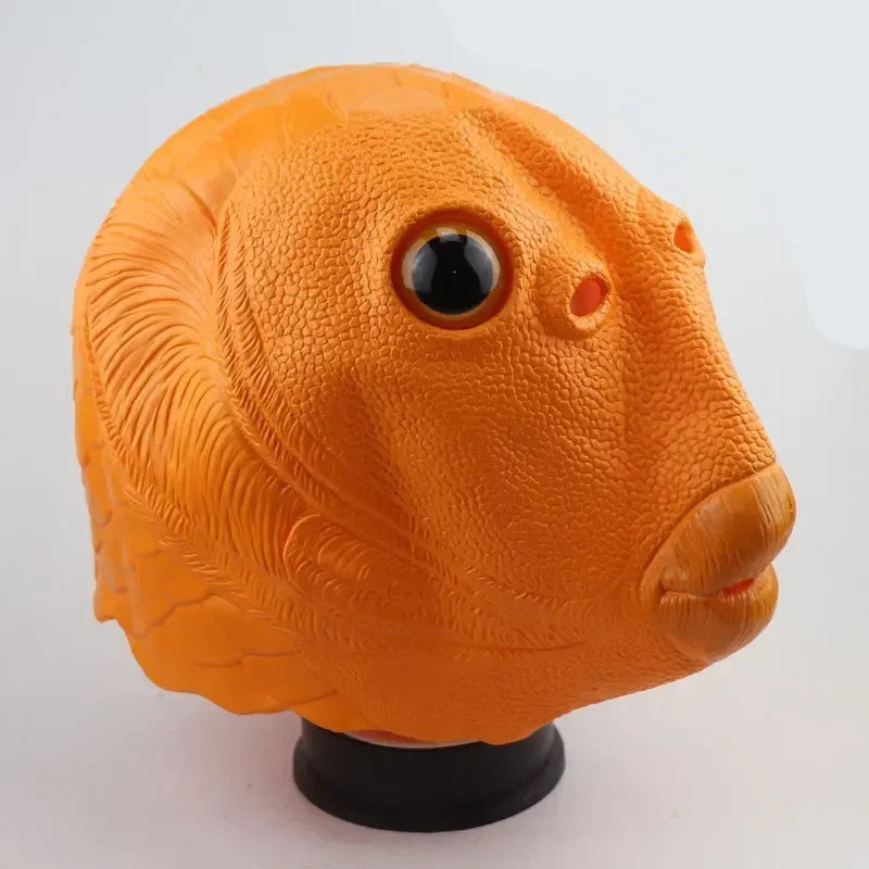 Lustige Cosplay Kostümmaske – Grüner Fischkopf Maske für Erwachsene Party, Make-up Party & Scherzartikel Kaufschwan® Orange
