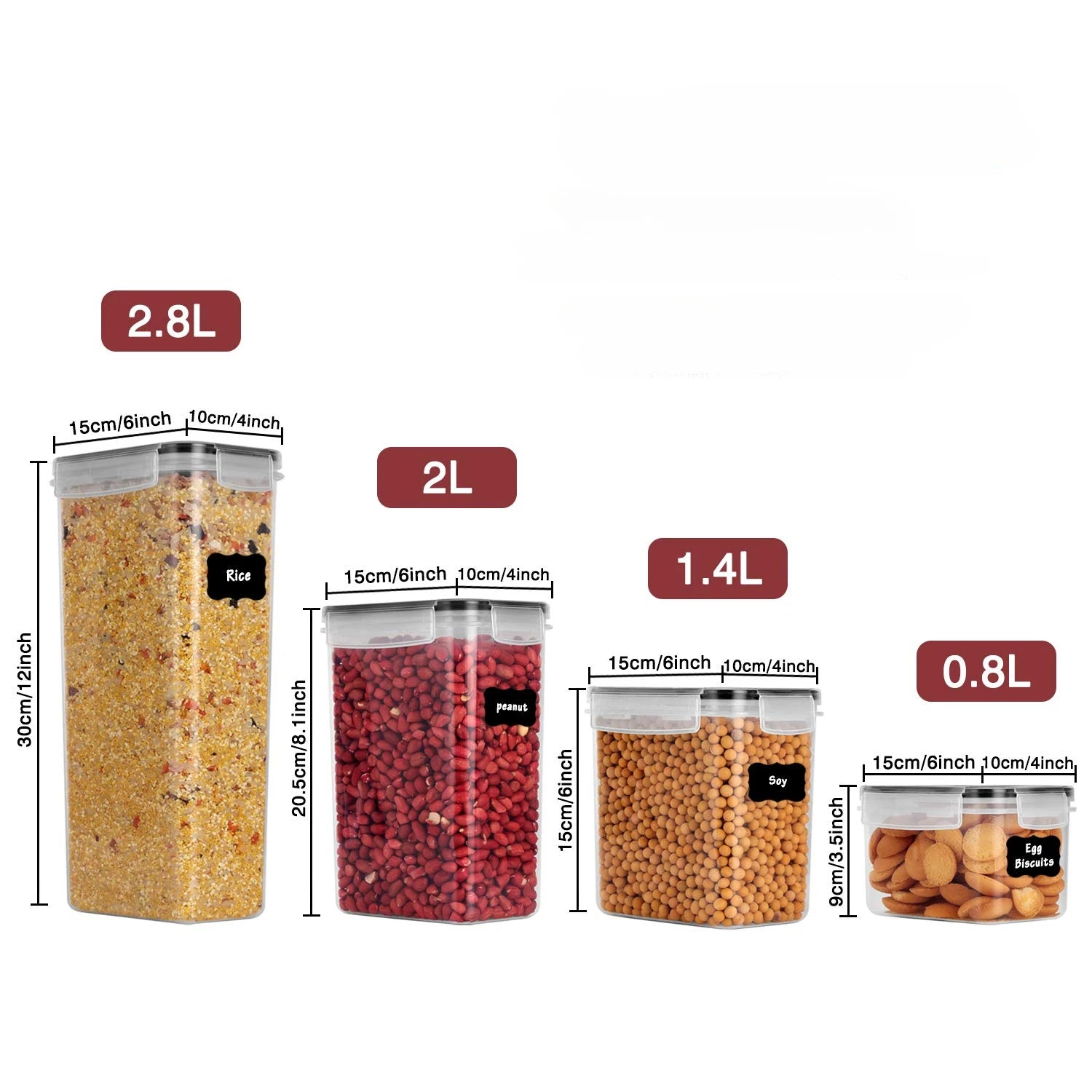 Luftdichtes Lebensmittelbehälter Set – 5-teiliges Küchen Aufbewahrungsset mit Deckel | Versiegelte Kühlschrankboxen für Nudeln & Vorräte Kaufschwan®