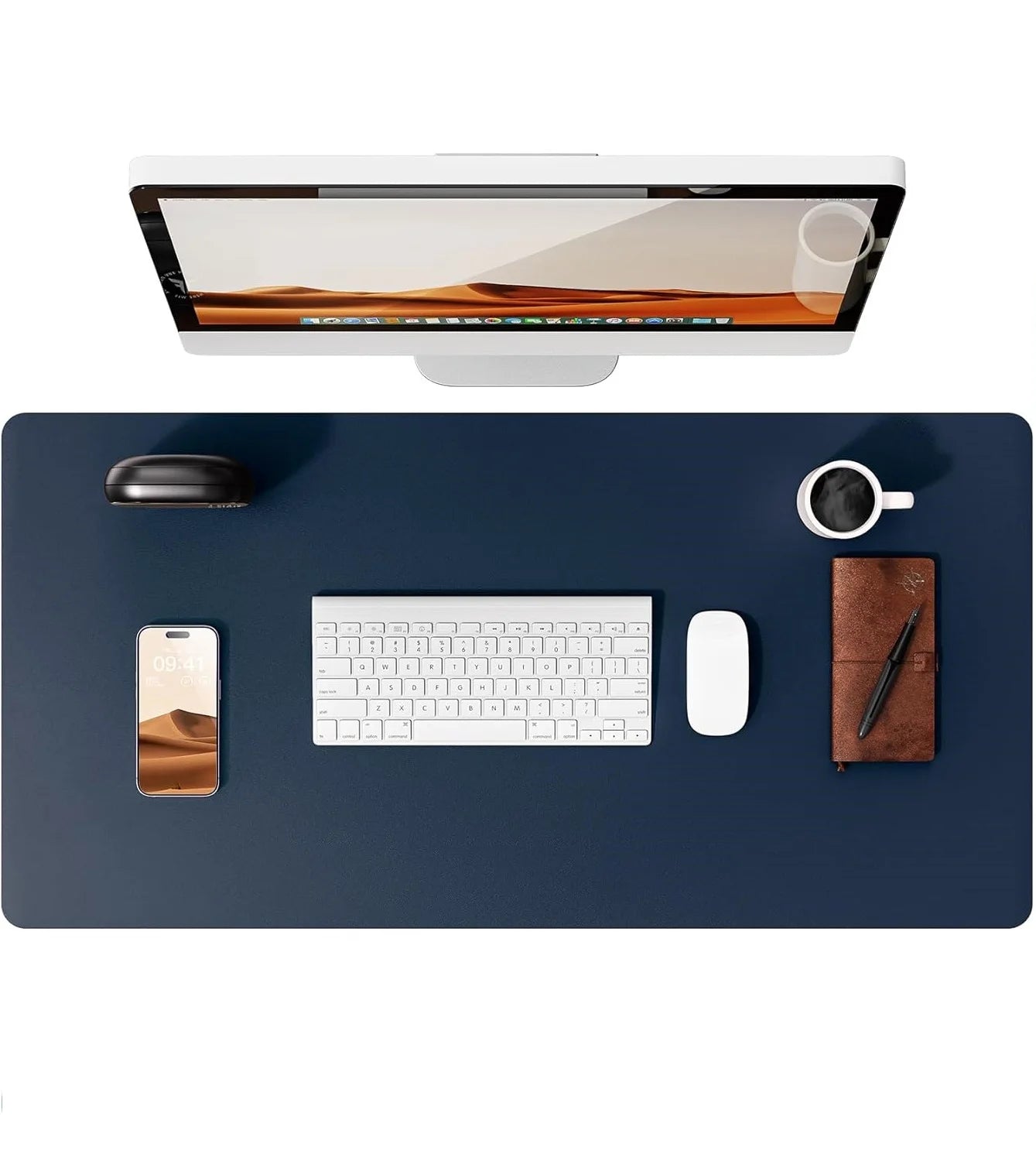 Große PU Leder Schreibtischunterlage – Rutschfeste Office Tischmatte und Laptop Schutzauflage Kaufschwan® Dunkelblau 60x35 cm