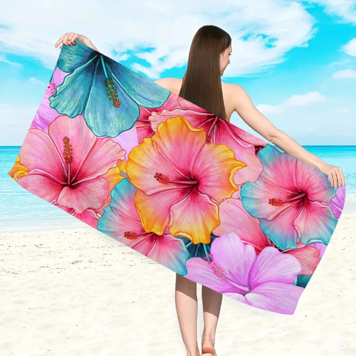 Tropisches Blumen Strandtuch – Schnell Trocknendes & Saugfähiges Mikrofaser Handtuch | Leichtes Reisehandtuch für Sport, Yoga, Schwimmen & Camping Kaufschwan®