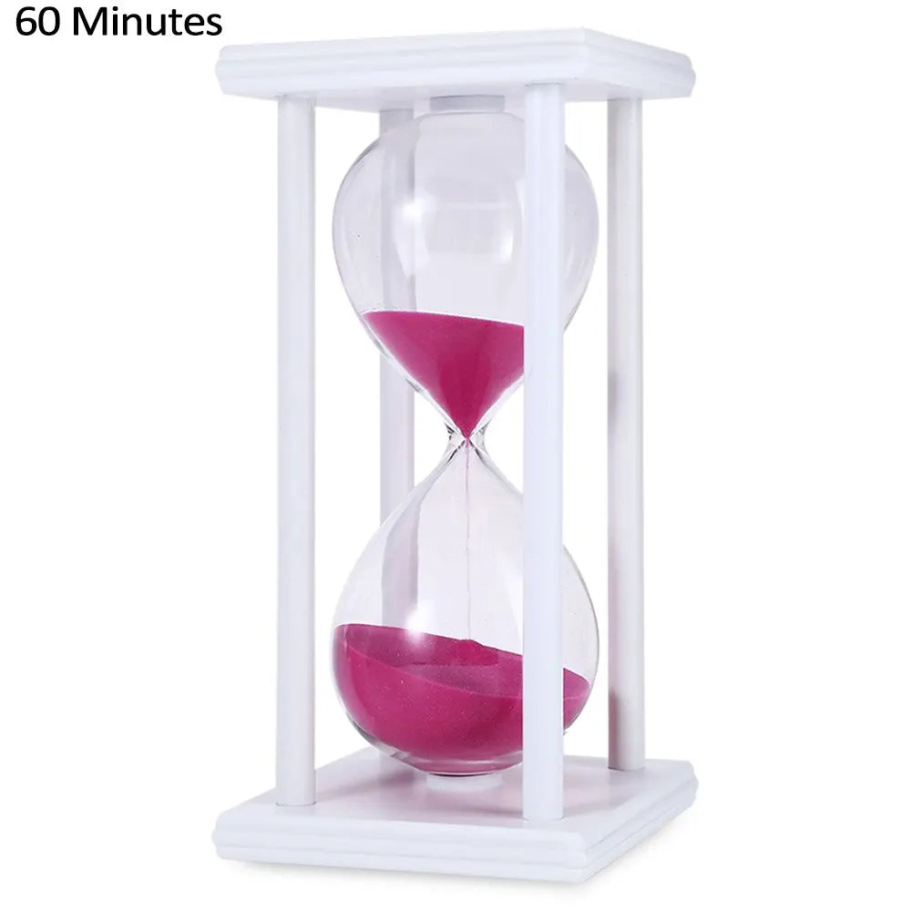 Moderne Holz Sanduhr – Eleganter Küchen, Schul & Wohn Dekor Sandtimer Geschenk Kaufschwan® Weiß Rosa 30 Minuten