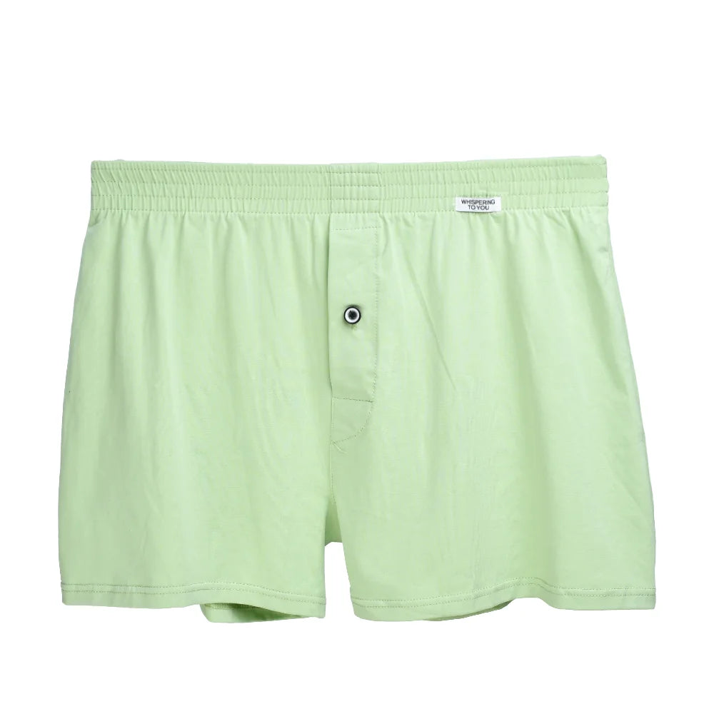 Herren Boxershorts aus Baumwolle – Bequeme Unterwäsche mit Elastischem Bund | Klassische Knopfleiste, Große Größen, Perfekt für Zuhause Kaufschwan® Grün M (50-65kg)