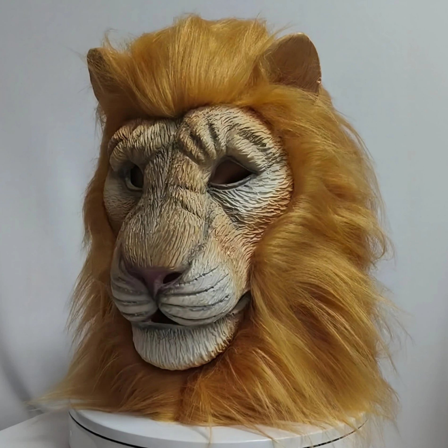 Realistische Löwenkopf Maske – Vollkopf Latex Tiermaske mit Mähne für Halloween, Kostümparty, Cosplay, Karneval & Dschungel Events Kaufschwan® Orange