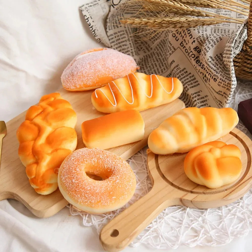 Squishy Lebensmittel-Simulationsspielzeug – Langsam Aufgehende Donut-, Croissant-, Brötchen-, Toastbrot-, Waffel- & Baguette-Knautschspielzeuge