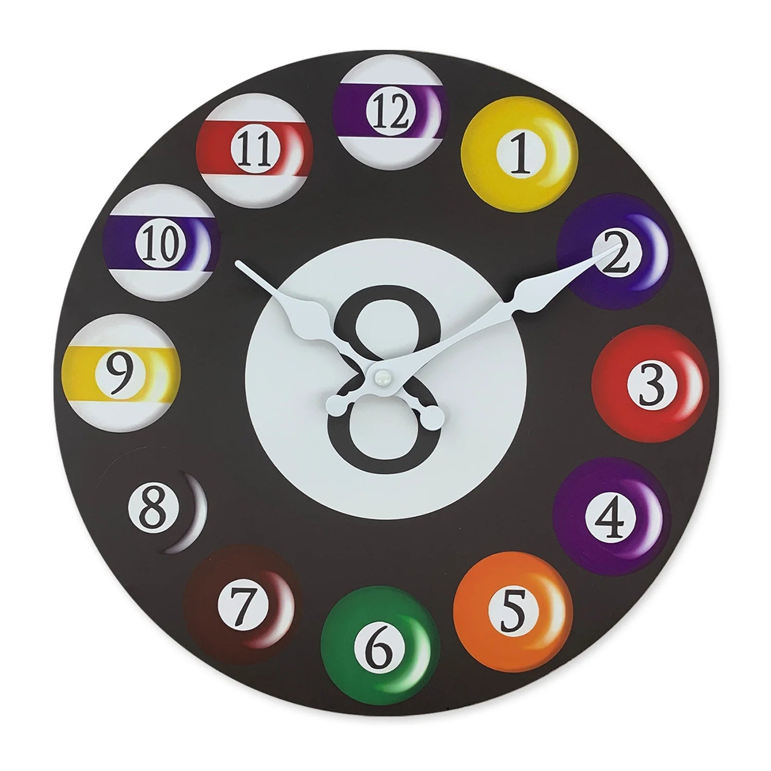 Bunte Billard Holz Wanduhr – Leise Quarz Deko Uhr Kaufschwan® 10 Zoll