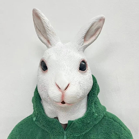 Weiße Hasen Vollgesichtsmaske – Tier Cosplay Maske für Halloween, Weihnachten, Bar & Maskenball Kostümrequisite Kaufschwan®