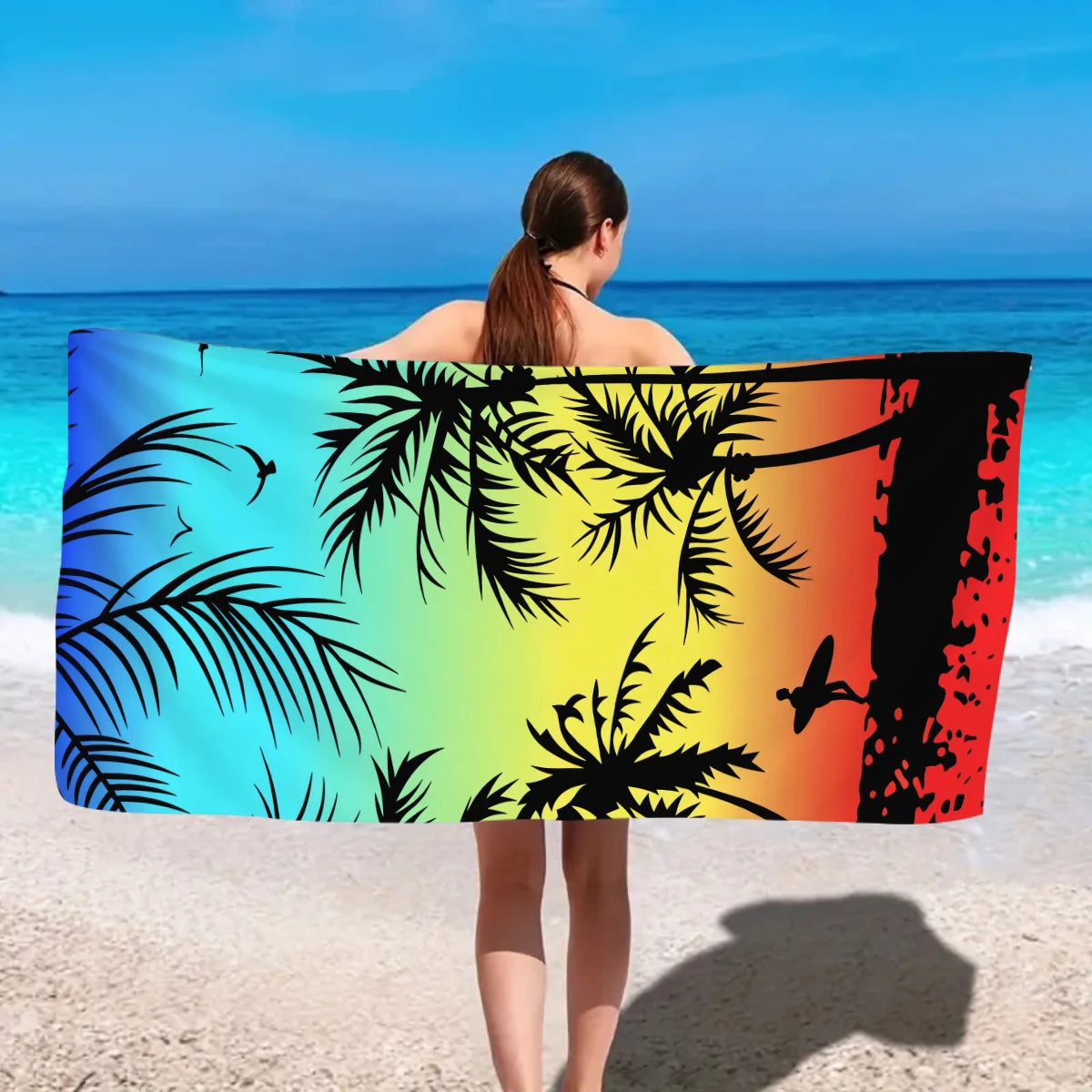 Tropisch Bedrucktes Großes Strandtuch – Schnell Trocknend & Saugfähig | Weiches Leichtes Handtuch für Schwimmen, Urlaub & Camping Kaufschwan®