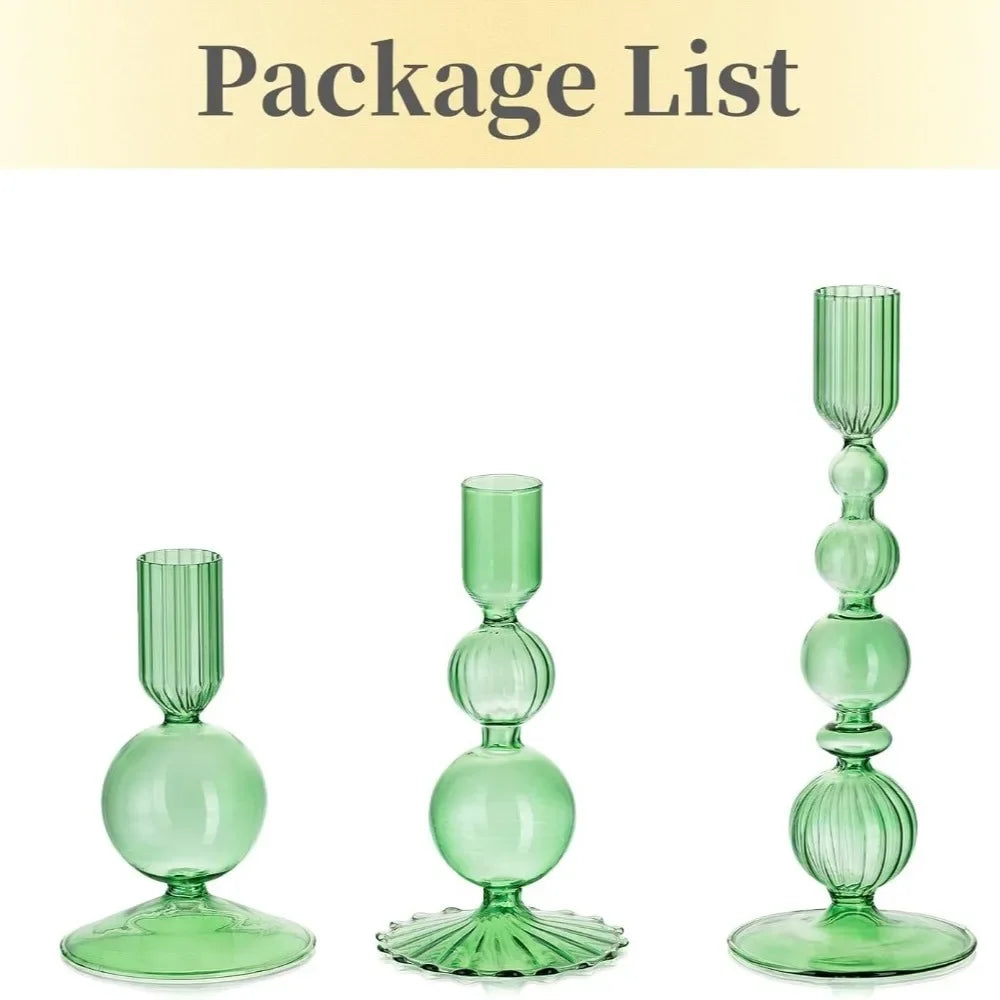 Transparente (3 Stück) Kerzenhalter – Elegante Gewellte Kerzenständer für Stabkerzen zur Wohn- & Party Dekoration
