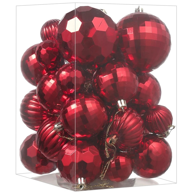 30 Stück Weihnachtskugeln – 4/6/8CM Bruchsichere Kunststoff Kugeln | Weihnachtsbaum Deko für Zuhause & Neujahr Kaufschwan® Rot 4-8cm