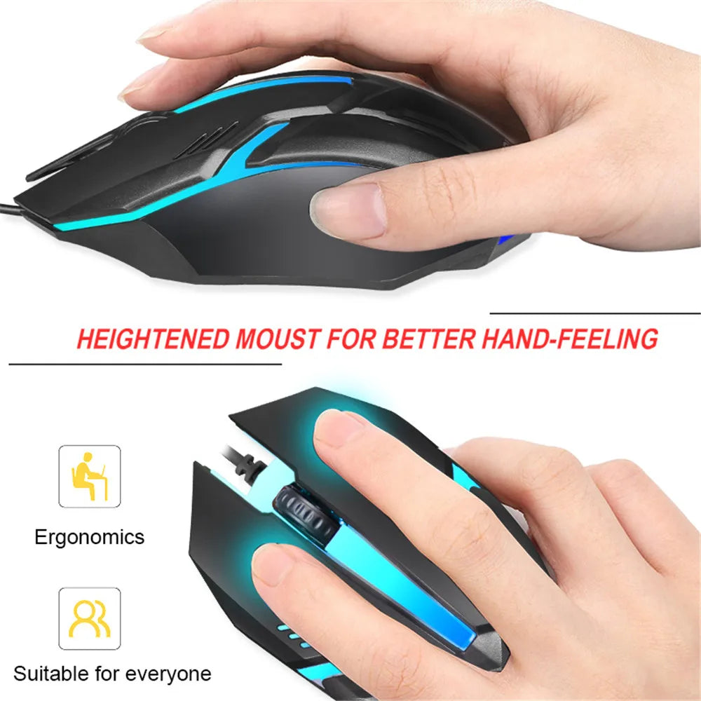 E-Sports USB Kabel Gaming Maus – Bunte LED Optische Maus 5000 DPI | Kabelgebundene Gamer Maus für Desktop, Laptop & PC Kaufschwan®