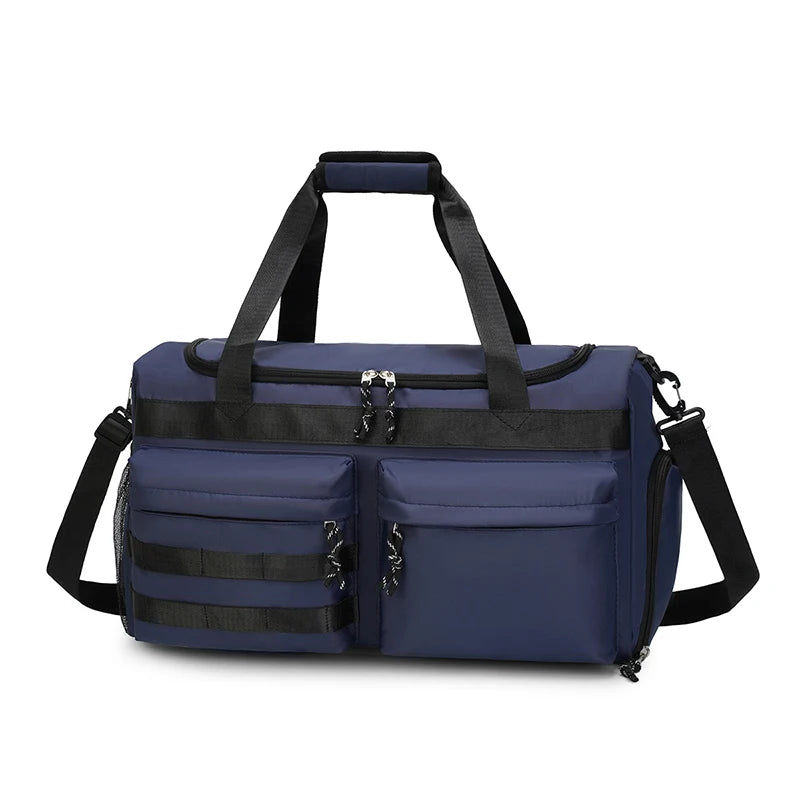 Große Reisetasche mit Viel Stauraum – Carry-On Tasche mit Trocken- & Nassfach | Multifunktionale Unisex Wochenend- & Nacht Tasche Kaufschwan® Tiefblau