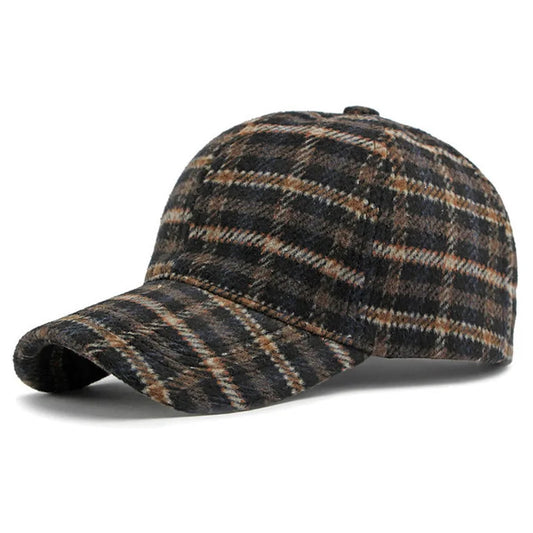 Elegante Plaid Fleece Baseballkappe | Dicke Warme Freizeitkappe | Britisches Retro Zwei-Ton-Design für Damen & Herren | Perfekt für Alltag & Feiertags-Outfits Kaufschwan® Schwarz Einstellbar