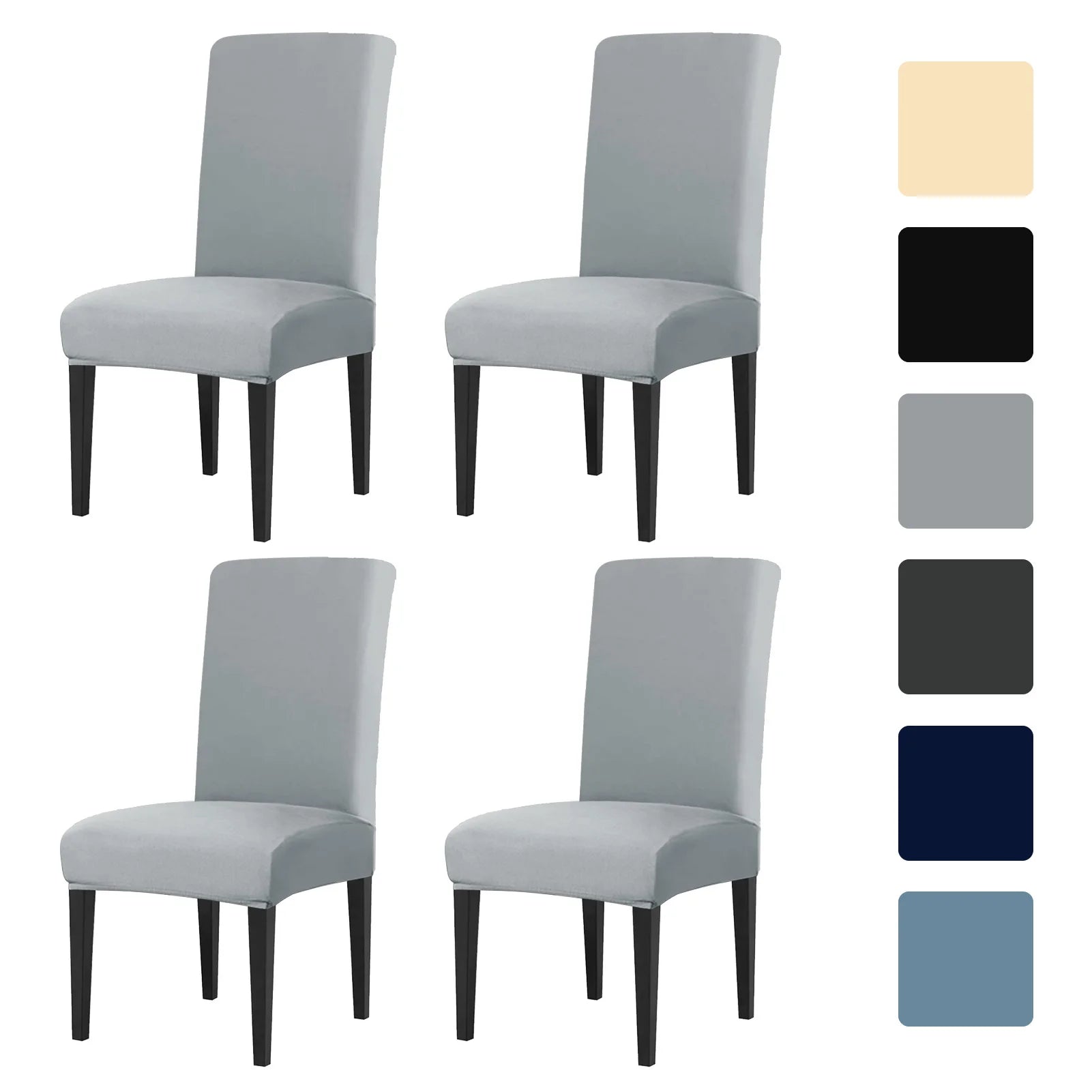 4 Stück Hoch Elastische Esszimmer Stuhlbezüge – Abnehmbare Rutschfeste Sitzschutzbezüge für Wohnzimmer, Küche & Hochzeiten Kaufschwan® Grau 8 Stück