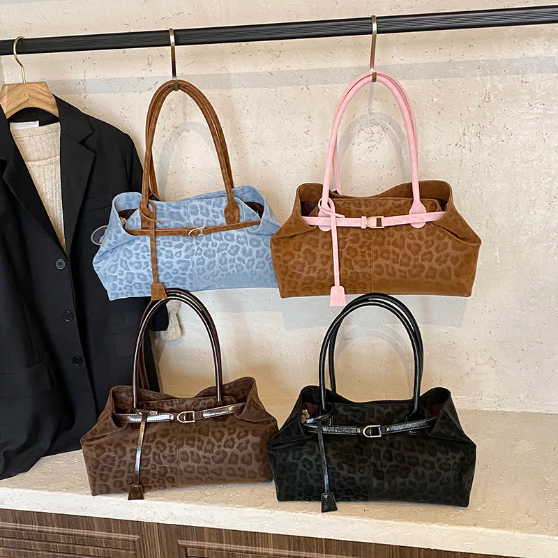 Leopard PU Leder Schultertasche für Damen – Luxus Designer Trend Tote | Handtasche mit Kurzem Griff & Damen Geldbörse Kaufschwan®