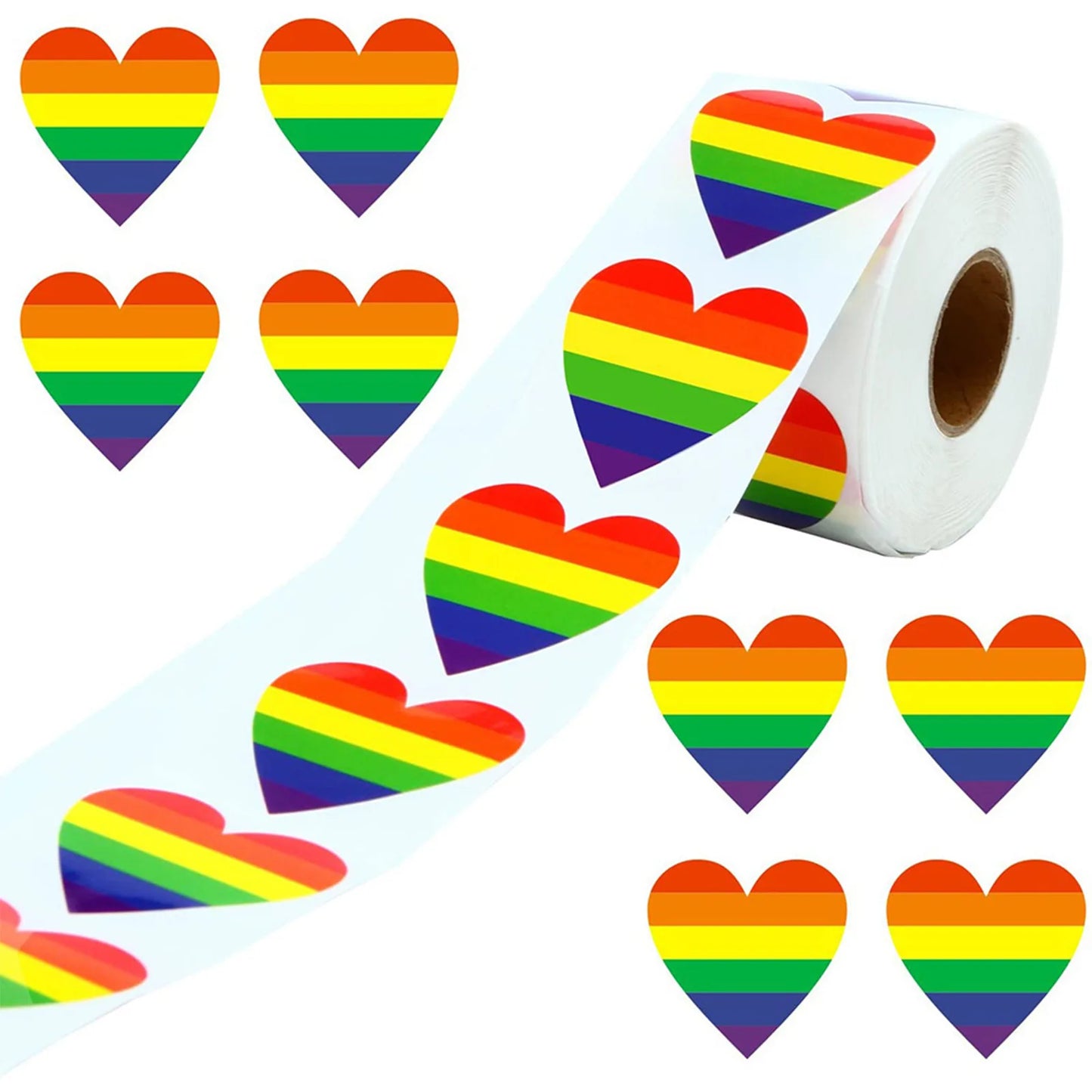 500 Stück Pride Aufkleber – Regenbogen Herz & Quadrat Etiketten | 3,8cm/2,5cm Klebeaufkleber für Tasse, Tasche, Vase & DIY-Dekoration Kaufschwan®