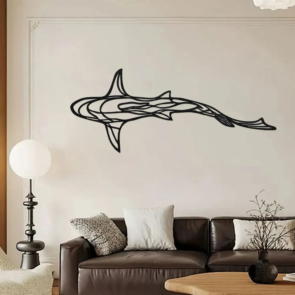 Metall Hai Wanddekoration – Minimalistische Hai Linienkunst Kaufschwan®