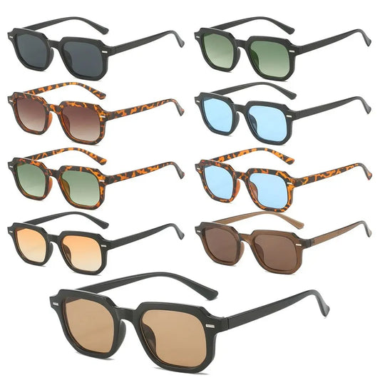 Retro-Sonnenbrille mit Vieleckigem Rahmen – Runde Sonnenbrille mit Nieten, Gestreiften Bügeln und UV400-Schutz zum Autofahren und für Freizeitaktivitäten Kaufschwan®
