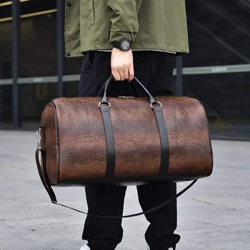 Große Retro Reisetasche mit Krokodilprägung – Robuste Unisex Duffle Bag für Urlaub & Reisen | Vielseitiges Geschenk für Damen & Herren Kaufschwan®