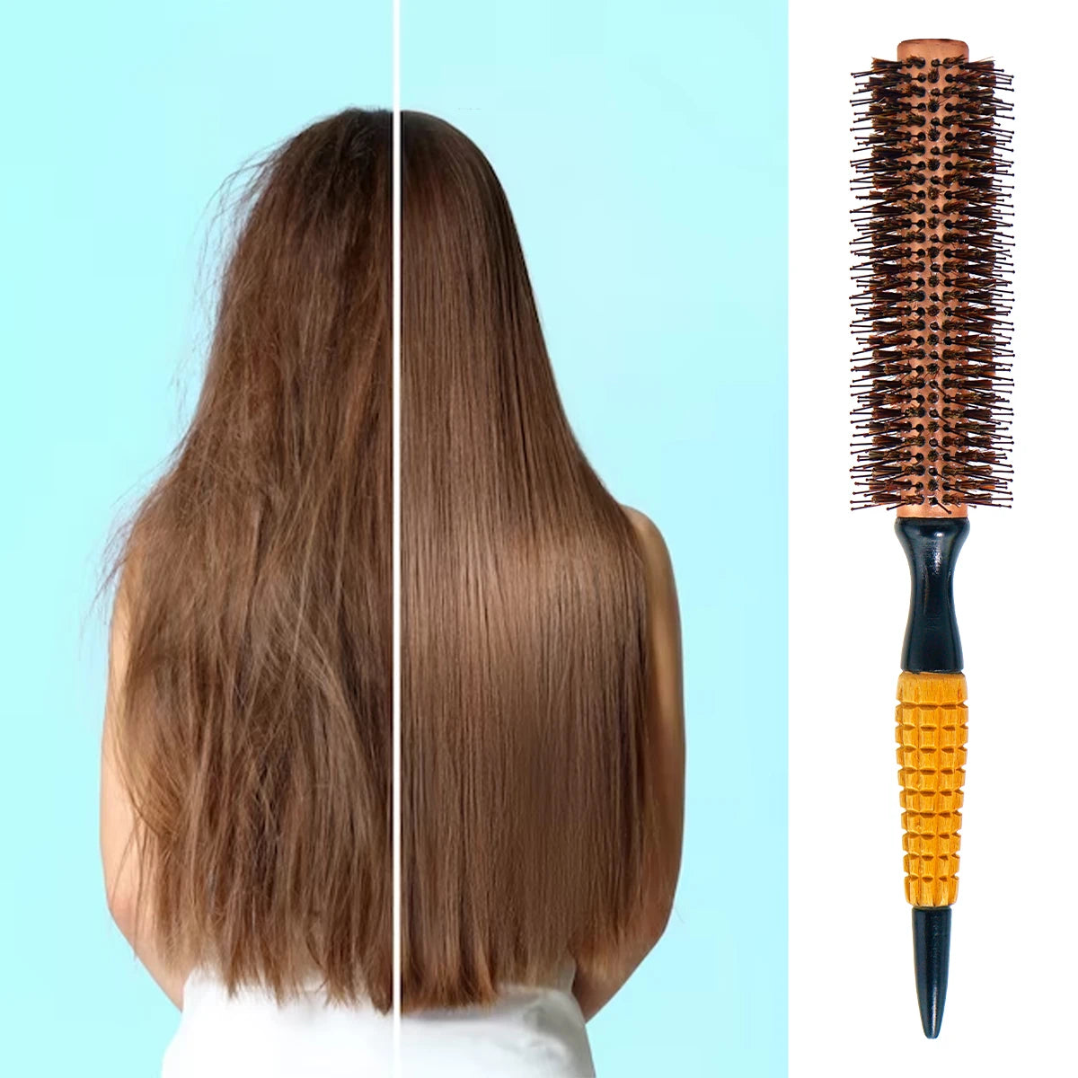 Rundbürste mit Holzgriff – Professionelle Antistatische Haarbürste | Locken- & Toupierbürste für Friseure Kaufschwan®