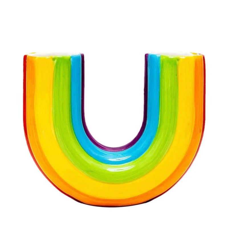 Kreative Regenbogen U-Form Vase – Resin Vase für Trockenblumen | Moderne Schlichte Aesthetic Wohndeko Ornament Kaufschwan®