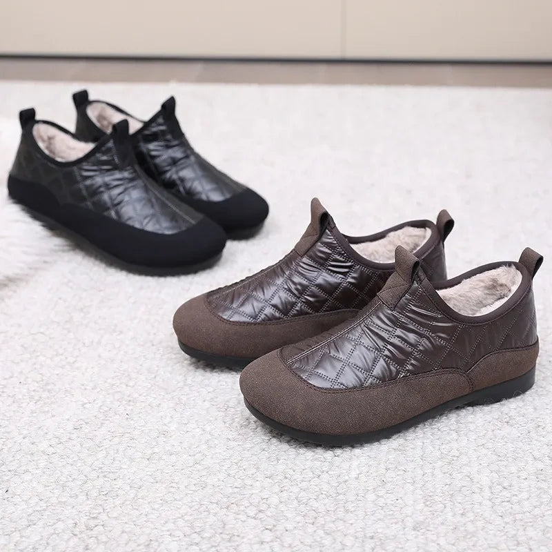 Damen Winter Schneestiefel – Wasserdicht & Rutschfest | Warme Kunstfell Gefütterte Baumwollschuhe im Koreanischen Stil Kaufschwan®