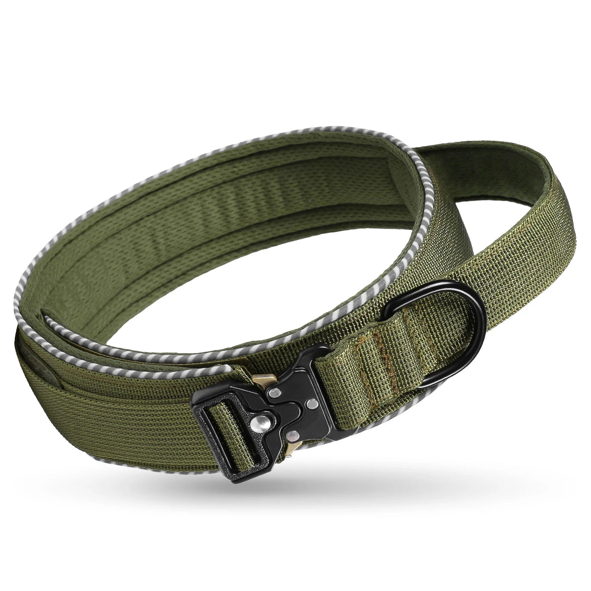 Hundehalsband mit Griff Verstellbar Militär Nylon Trainingshalsband mit Starker Schnalle Kaufschwan® Grün M