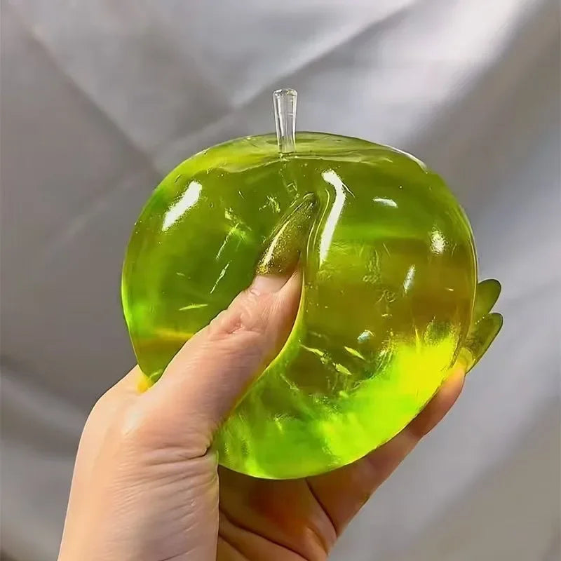 Grüner Apfel-Squishy – Weiches Transparentes Slow-Rising Sensorik- & Fidget-Knautschspielzeug für Entspannung, Stressabbau & Schreibtisch