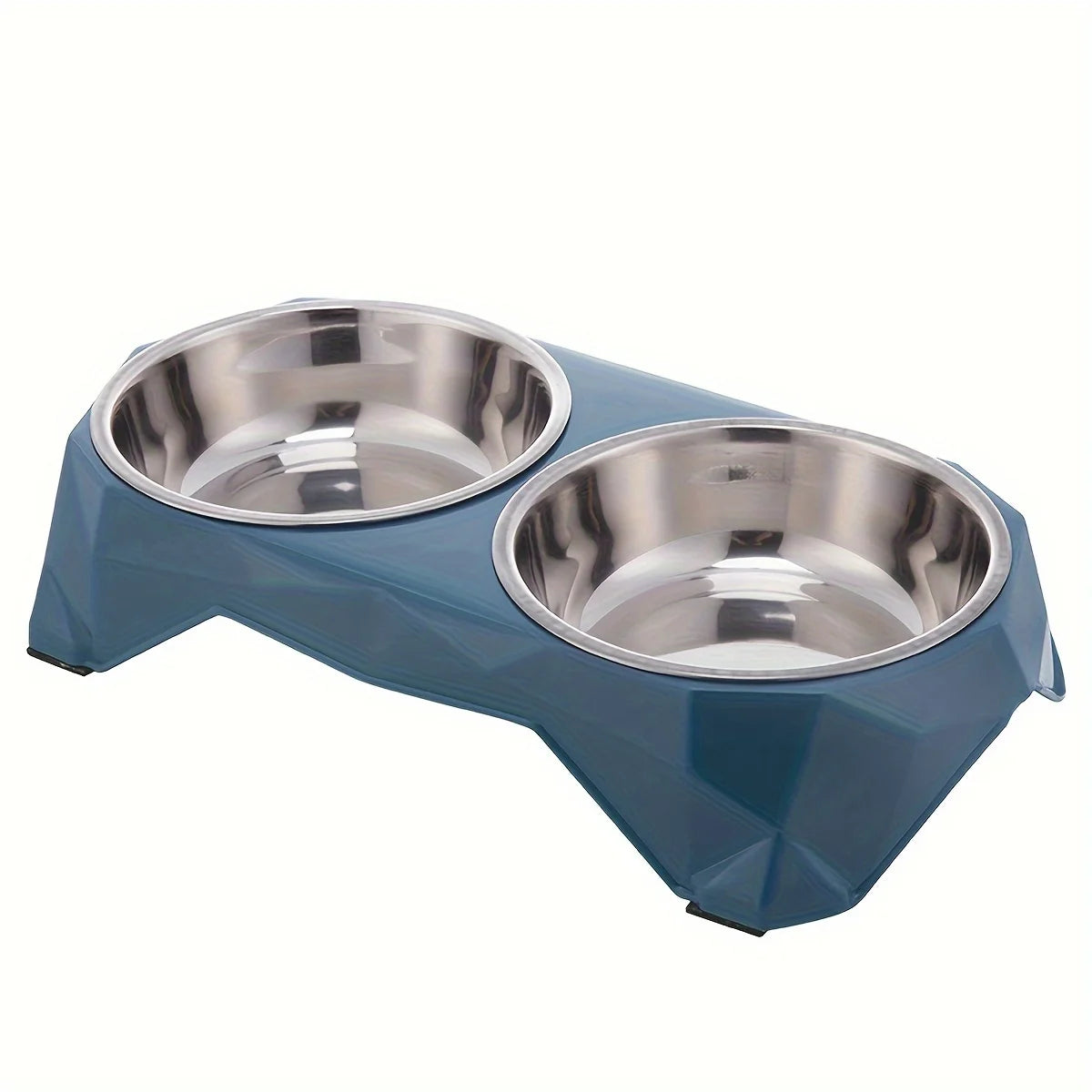Edelstahl Doppelnapf für Hunde & Katzen – Moderne Futterstation mit Diamantmuster Kaufschwan® Blau