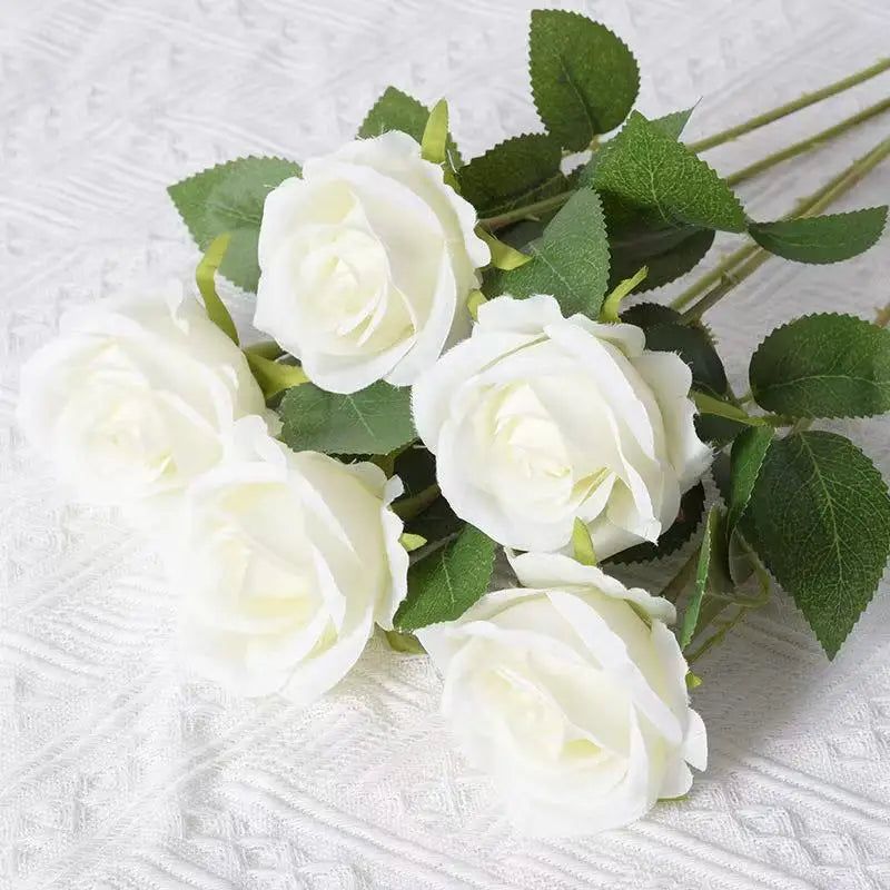 1/5/10/20 Stück Künstliche Rosen – Realistische Seidenrosen füar Hochzeit & Wohndekoration | Eleganter Rosenstrauß aus Kunstblumen Kaufschwan® Silk Weiß 1 Stück