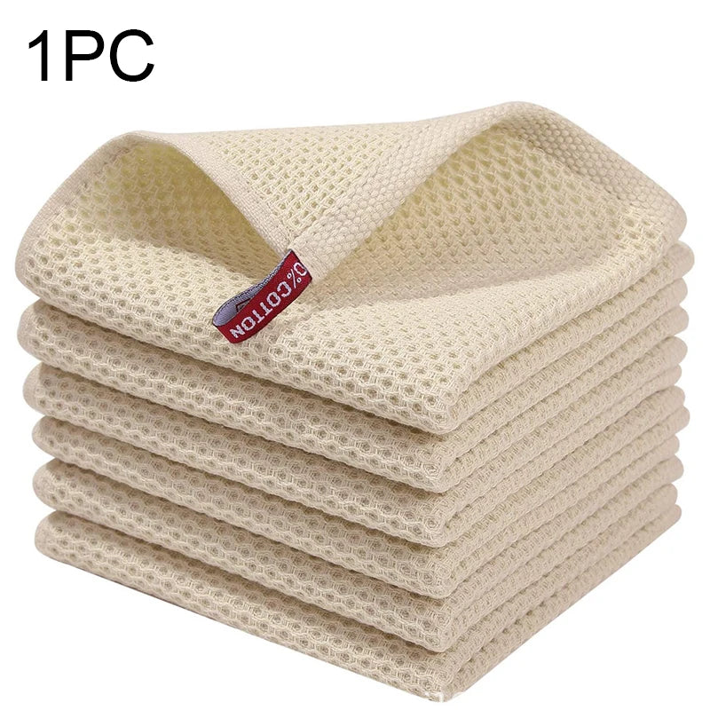100% Baumwolle Küchentuch – Ultra Weiches Waffel Honigwaben Reinigungstuch | Saugfähiges Küchenzubehör für Haushalt Kaufschwan® Cremefarben 34x34cm