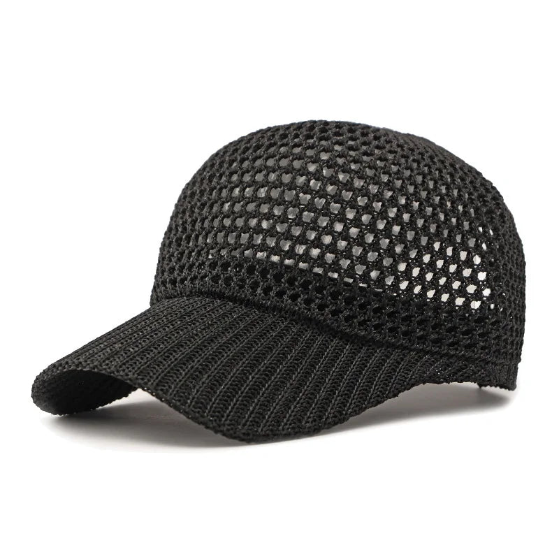 Einfarbige Atmungsaktive Baseballkappe | Sport Mesh Outdoor Baseballcap | Leicht & Verstellbar Kaufschwan® Schwarz Einstellbar