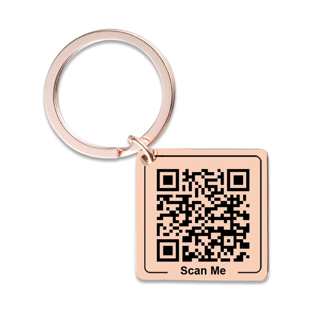 Personalisierter QR-Code-Schlüsselanhänger – Individuelle Visitenkarte aus Edelstahl | Firmenlogo, Hochzeit & Party Geschenk Kaufschwan® Rose Gold
