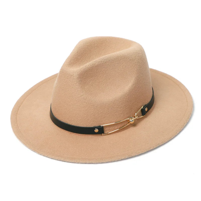 Winter Filz Fedora Hut – Herren Imitationswolle Kirchenhut, Herbst Mode Breiter Zylinderhut, Damen Filzhut Kaufschwan® Khaki