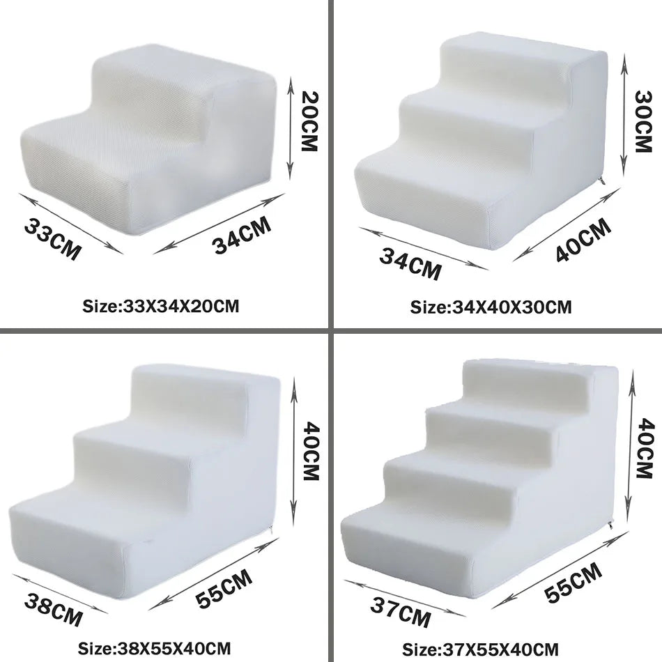3-Stufen Haustiertreppe – Rutschfeste Abnehmbare Hunde- & Katzenleiter für Bett und Sofa Kaufschwan® Weiß 2 Stufen (33X34X20CM)