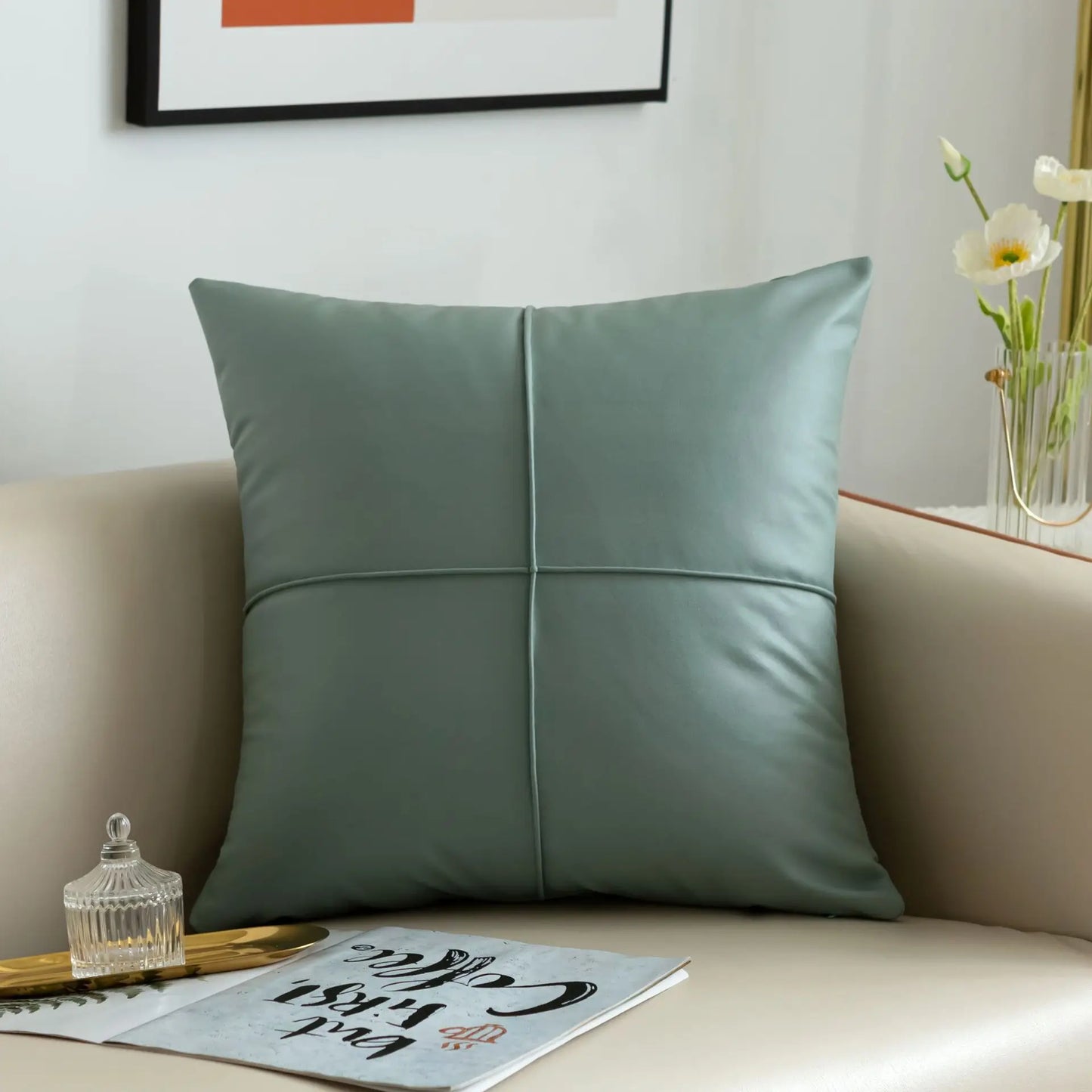 Luxus Kunstleder Dekokissen | Rechteckiges Sofakissen für Wohnzimmer Kaufschwan®