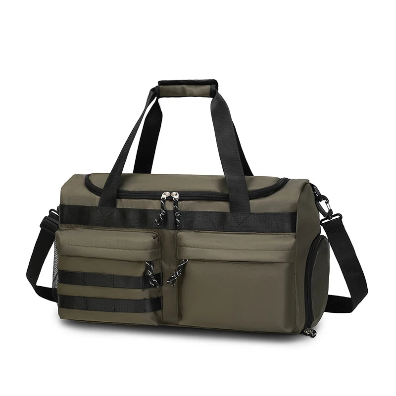 Große Reisetasche mit Viel Stauraum – Carry-On Tasche mit Trocken- & Nassfach | Multifunktionale Unisex Wochenend- & Nacht Tasche Kaufschwan® Graugrün