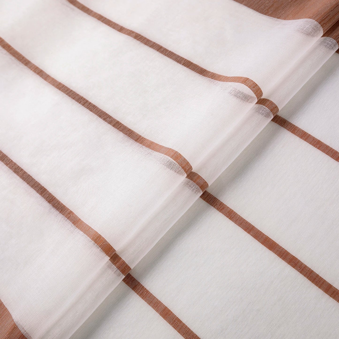 Moderner Gestreifter Halb Transparenter Voile Vorhang mit Ösen für Wohnzimmer Schlafzimmer Büro 2 Stück/Set Kaufschwan®