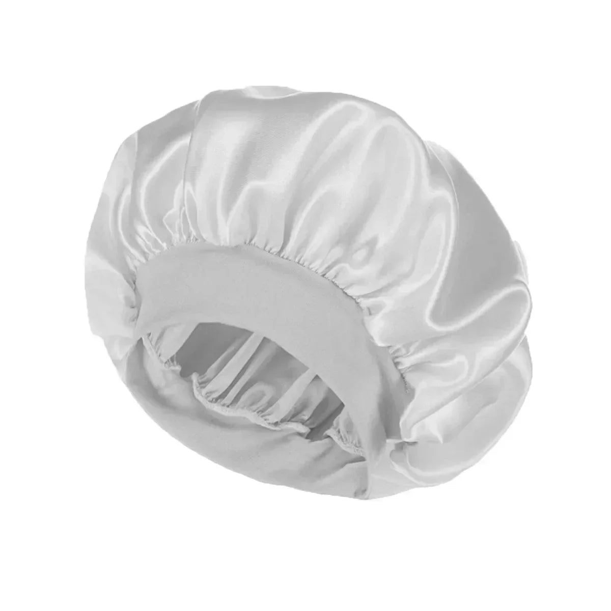 Satin-Schlafhaube für Damen – Große Elastische Haarhaube mit Breitem Weichem Band für Lockiges Haar und Nachtpflege