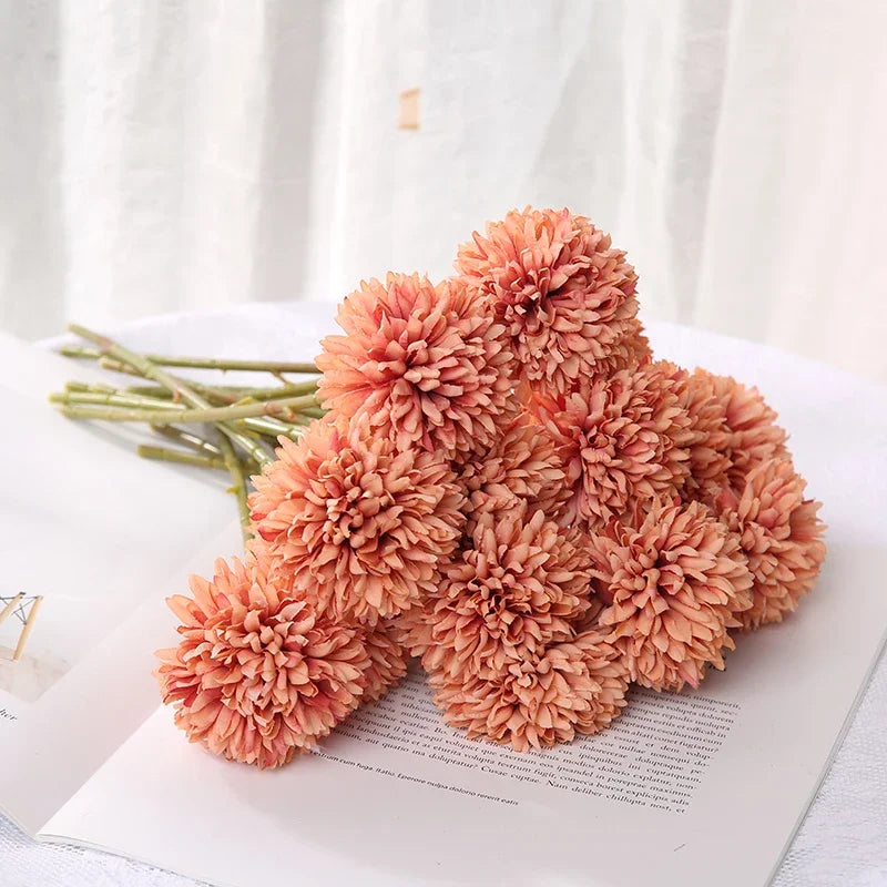 5 Stück Künstliche Hortensien – Realistischer Blumenstrauß für Zuhause, Schlafzimmer & Hochzeitsdekoration Kaufschwan® Orange 5 Stück
