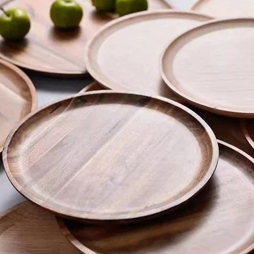 15–25cm Rundes Holztablett aus Naturholz – Snack- & Obstplatte | Kuchen-, Dessert- & Nussschale Tischgeschirr Kaufschwan®