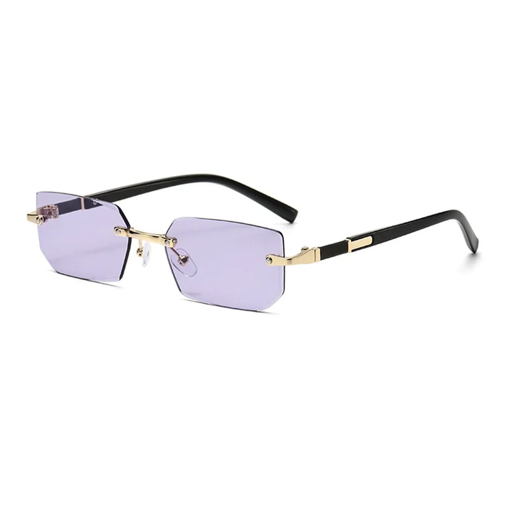Trendige Randlose Rechteckige Sonnenbrille – Rahmenlose Retro-Sonnenbrille mit UV400-Schutz für Damen und Herren, ideal für Sommer und Reisen Kaufschwan® Helllila