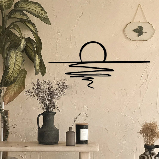 Sonnenaufgang Metall Wandbild – Matte Schwarze Wanddekoration Kaufschwan®