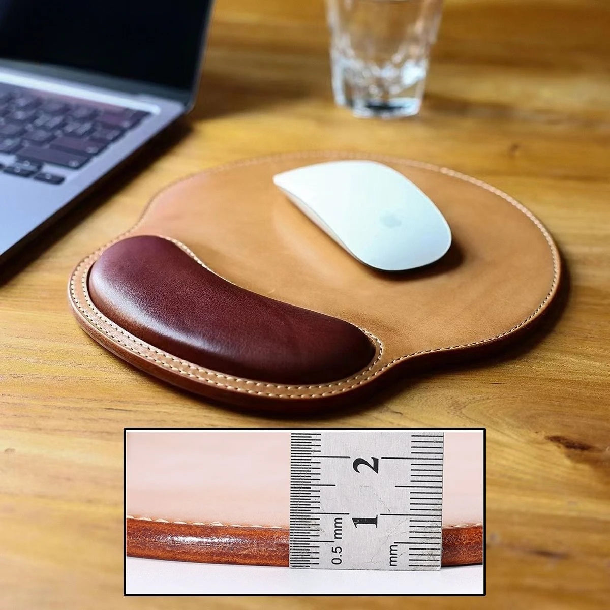 Verdicktes PU Leder Gaming Mauspad – Retro Anti-Rutsch Schreibtischunterlage mit Komfortabler Handgelenkstütze Kaufschwan®